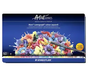 Staedtler Mars Lumograph 104 M60 Aquarellstifte / 60 Farben / sechseckig / Metallbox