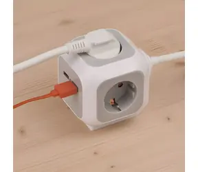 Brennenstuhl ALEA-Power hellgrau/weiß / Tischsteckdosenwürfel / 4X 230V / 2x USB-A / 1,4 m