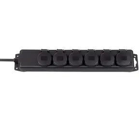 Brennenstuhl Verlängerungskabel schwarz / Verlängerungskabel / 6 Steckdosen / IP44 / 2 m / für den Außenbereich