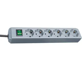 Brennenstuhl Eco-Line silber / Verlängerungskabel / 6 Steckdosen / 1,5 m / 3500 W