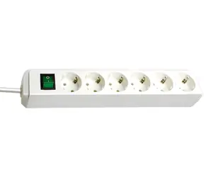 Brennenstuhl Eco-Line 6x weiß / Verlängerungskabel / 6 Steckdosen / Schalter / 1,5 m