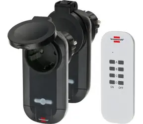 Brennenstuhl RC CE1 0201 schwarz-weiß / Funkschalter-Set / 2x Steckdose IP44 / Reichweite 25 m / 1000 W