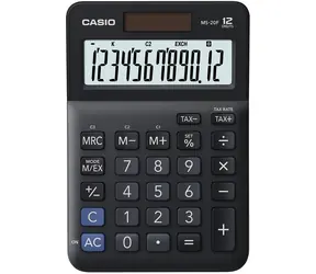 Casio MS-20F / Tischrechner / 12-stellige LCD-Anzeige / Duale Stromversorgung (Solar/Batterie) / Mehrwertsteuerberechnung