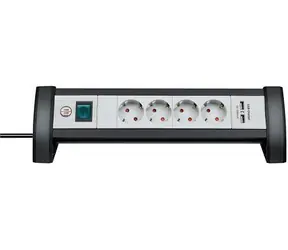 Brennenstuhl Premium-Office-Line schwarz-grau / Tischsteckdosenleiste / 4X Steckdosen / 2x USB-A / 3100 mA / 1,8 m