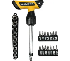 Vorel ERGO Ratschenschraubendreher-Set, 25-teilig / Schraubendreher / 1/4"-Ratsche / PH-, PZ- und Torx-Bits / Chrom-Vanadium-Stahl