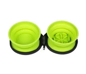 Kiwi Walker Doppel-Reisenapf grün / Hundenapf / Langsames Fressen / 2 Näpfe