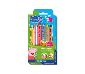 Staedtler Noris Junior Peppa Pig / Buntstifte 3-in-1 / 6 Stück / sechseckig / ab 2 Jahren