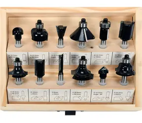 Vorel Fräser-Set für Holzbearbeitung, 12-teilig / Fräser / 6 mm Schaft / Holzkoffer