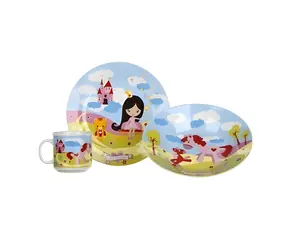 BANQUET Kinder-Essgeschirr-Set „KLEINE Princess“ / 3-teilig / Keramik / Teller 20 cm / Becher 210 ml