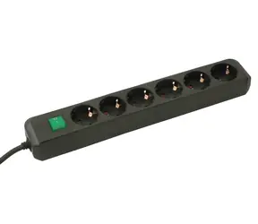 Brennenstuhl Eco-Line schwarz / Verlängerungskabel / 6x Steckdose / Schalter / 1,5 m / 3500 W
