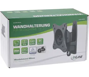 InLine TFT-Monitor-Wandhalterung schwarz / Monitorhalterung / bis zu 13 Zoll / Tragkraft 15 kg / Neigung -15°-15°