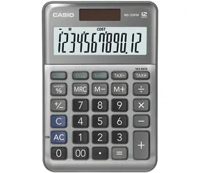 Casio MS-120FM / Tischrechner / 12-stellige Anzeige / Mehrwertsteuer- und Margenberechnung / Solar- und batteriebetrieben
