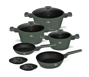 BERLINGERHAUS Titanbeschichtetes Geschirrset, Mattgrün, Kollektion / Geschirrset / 10-teilig