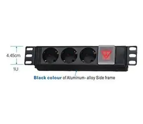 OCRACK 10" Stromverteiler PPO 3x230V schwarz / Stromverteiler / 16 A / Schalter mit Abdeckung / Kabel 1,8 m