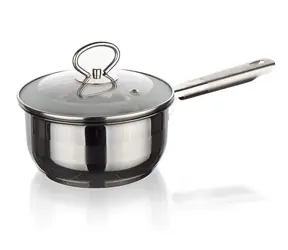 Banquet Stielkasserolle MATTE New Line 0,9 l / Stielkasserolle / Edelstahl /  14 cm / Deckel / Induktionsgeeignet