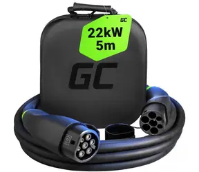 Green Cell GC-EVKABGC01 schwarz / Ladekabel für Elektroautos / Typ 2 - Typ 2 / 22 kW / 5 m
