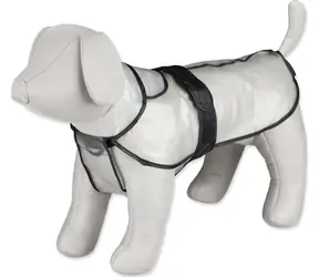 TRIXIE Regenmantel Tarbes L 60 cm durchscheinend / PVC / Für mittelgroße und große Hunde / Reflektierende Pfoten