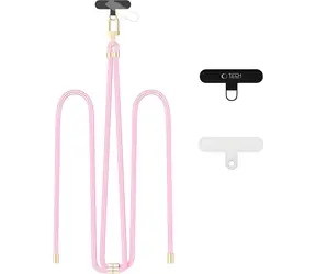 Tech-Protect C7S Seil, pink, gold / Handygurt / Schultergurt / Gestrickt