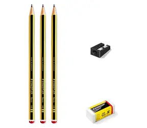 Staedtler Noris HB Set / Graphitstiftset / Härtegrad HB / Anspitzer und Radiergummi / PEFC-Holz