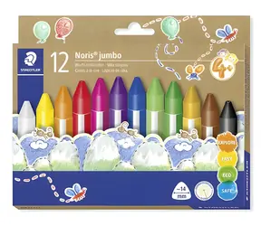 Staedtler Noris Jumbo 12 Stück / Wachsmalstifte / Dreieckig / Schachtel / ab 4 Jahren