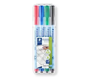 Staedtler Lumocolor Correct F / Marker / 4er-Set / 4 Farben / Strichstärke 0,6 mm / radierbar