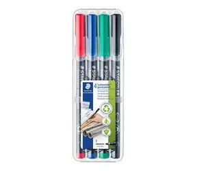 Staedtler Lumocolor Permanentmarker F / Marker / 4er-Set / 4 Farben / 0,6 mm / wasserfest