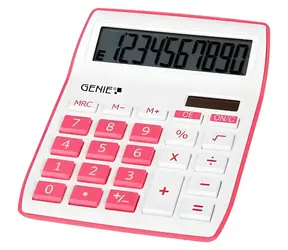 Genie 840P pink / Taschenrechner / Desktop-Taschenrechner / 10-stellige Anzeige / solar- und batteriebetrieben / faltbares Display