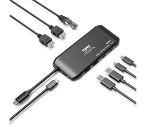 PORT CONNECT USB-C 7-in-1 Reise-Dockingstation / Dockingstation / 2x HDMI 4K / USB-C PD 100W / RJ-45