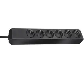 Brennenstuhl Eco-Line schwarz / Verlängerungskabel / 6 Steckdosen / 1,5 m / 3500 W / IP20