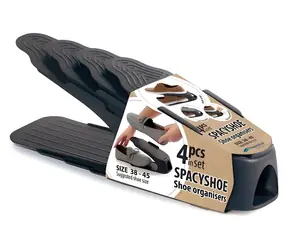 Prosperplast Schuhorganizer, Größe 38-45, anthrazit, 4 Stück / Kunststoff / 14,5 x 10,5 cm