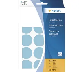 Herma Etikettenbogen blau O32mm / Etiketten / 32 Blatt / 480 Stück / 111x170 mm