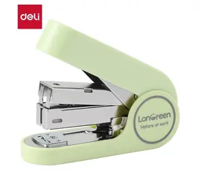 DELI Hefter LonGreen Easy Limette / Mini / 25 Blatt / 24/6 & 26/6 / 50 Heftklammern / Recyclingkunststoff