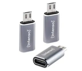 INTENSO C480M Anthrazit / USB-C-auf-Micro-USB-Adapter / Aluminiumgehäuse / 3 Stück / USB 2.0