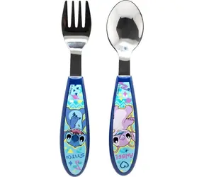STOR Kinderbesteck, 2-teilig, Stitch und Angel / Edelstahl / BPA-frei
