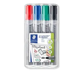 Staedtler Lumocolor / Flipchart-Marker / 4er-Set / Linienbreite 2-5 mm / 4 Farben