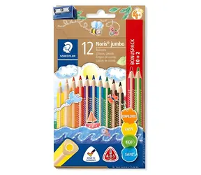 Staedtler Noris Triplus Jumbo / Buntstifte / dreieckig / 12 Stück / mit Anspitzer