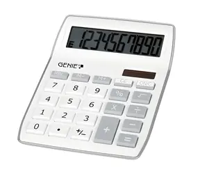 Genie 840S silber / Taschenrechner / Tischgerät / 10-stellige Anzeige / Solar- und batteriebetrieben / neigbares Display