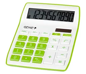 Genie 840G grün / Taschenrechner / Desktop-Taschenrechner / 10-stellige Anzeige / solar- und batteriebetrieben / neigbares Display