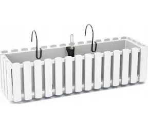 Prosperplast Boardee weiß / Selbstbewässernder Pflanzkübel / 60 cm / Höhe 16,2 cm / Kunststoff/Metall