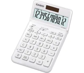 Casio JW-200SC-WE weiß / Taschenrechner / 12-stellige Anzeige / Mehrwertsteuerberechnung / Duale Stromversorgung