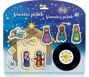 JIRI MODELS Stempelset „Weihnachtsgeschichte“ / 9+1 Stück / Holzstempel und Kissen