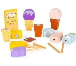 ECOTOYS Eisdiele aus Holz / Stapelset / 27-teilig / Holz
