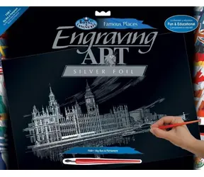 ROYAL & LANGNICKEL Silberne Rubbelkarte mit Bildmotiv Big Ben & Parlament / 37 x 29 cm / ab 8 Jahren