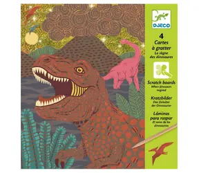 DJECO Rubbelbilder Dinosaurier / Rubbelbilder / 4 Bilder / ab 7 Jahren