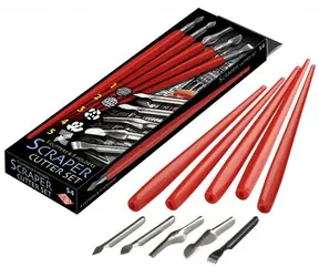 Schabstifte, 5 Stück / Schabstifte / 5 geformte Spitzen / Stiftlänge 13 cm