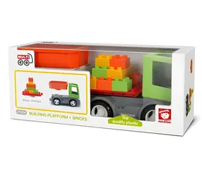 TOY MultiGO 1+2 Baubrett und Bausteine / Auto mit austauschbaren Karosserien / 20 cm / ab 2 Jahren