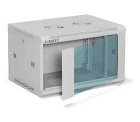 Alantec Wandrack 19" 6U 600x450 grau / Rack / 19" / 6U / 600x450 mm / Glastür / Flachverpackung