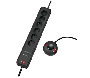Brennenstuhl Eco-Line Comfort anthrazit / Verlängerungskabel / 6 Steckdosen / 2 m / Fußschalter