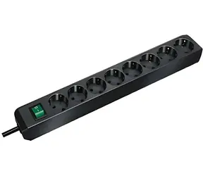 Brennenstuhl Eco-Line schwarz / Verlängerungskabel / 8-fach Steckdose / 3 m / Ein-/Ausschalter / LED-Anzeige