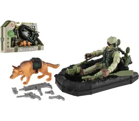 TEDDIES Set Soldat mit Boot und Hund / Soldat, Boot, Hund und Zubehör